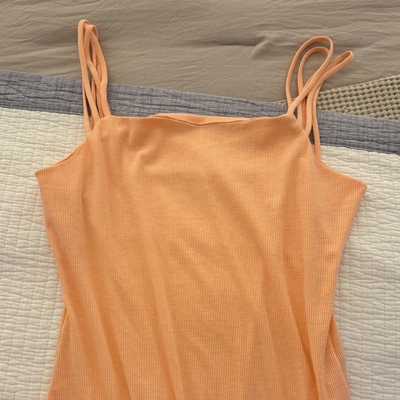 Strappy pink coral ribbed Bodysuit - Picture 2 of 7